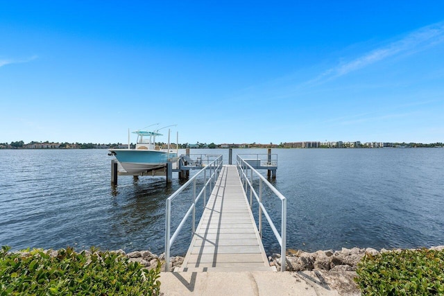 view of dock featuring a water view