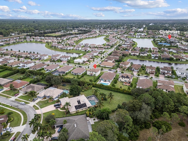 bird's eye view featuring a water view