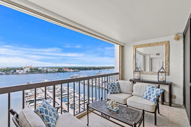 balcony with a water view