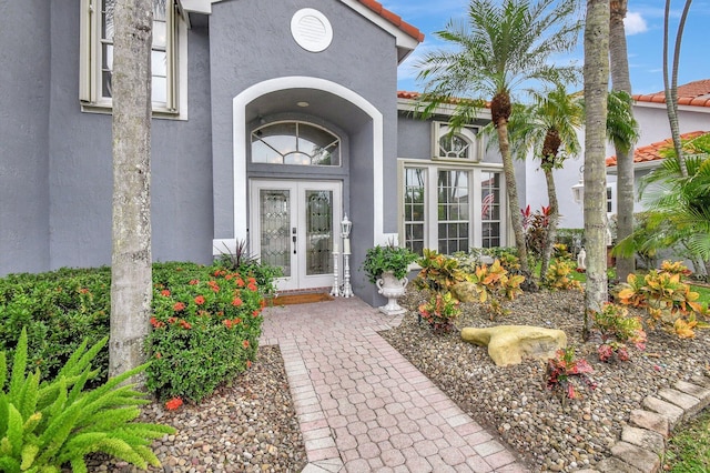 property entrance with french doors