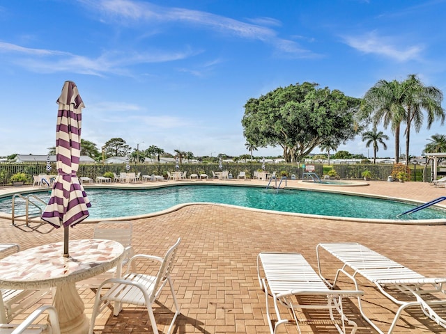 view of pool featuring a patio