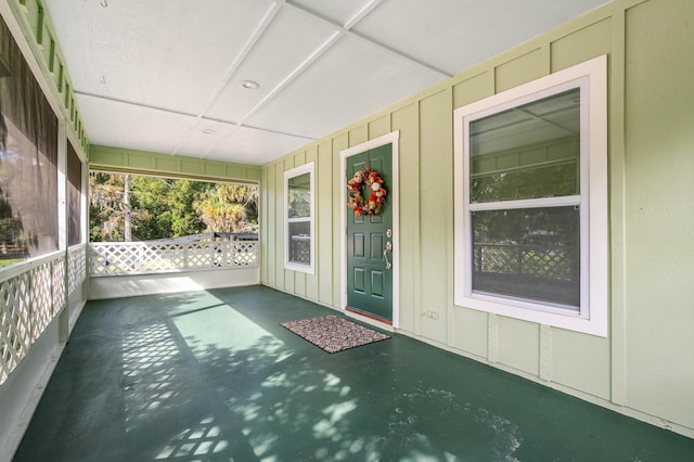 view of unfurnished sunroom