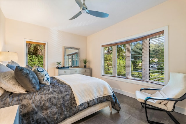 bedroom featuring ceiling fan