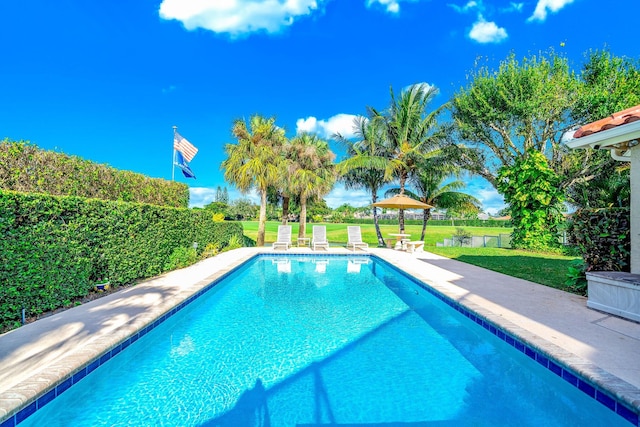 view of pool with a gazebo and a yard