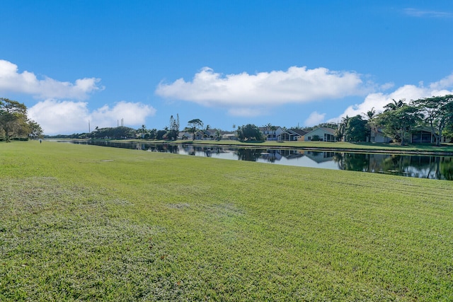 view of yard with a water view