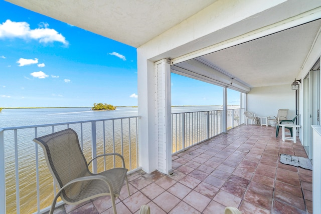 balcony with a water view