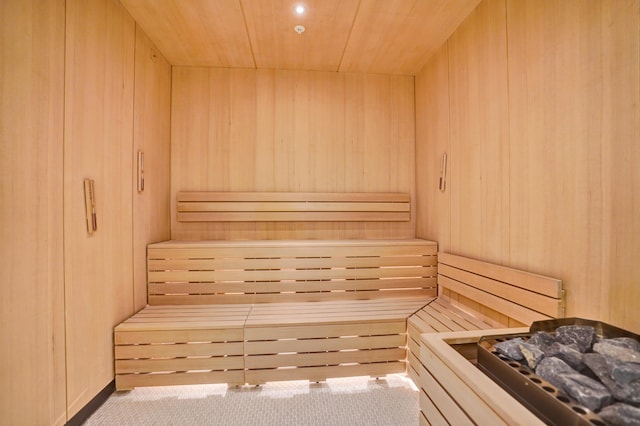 view of sauna / steam room with carpet