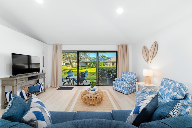 living room with hardwood / wood-style floors