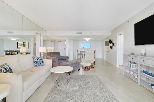 view of tiled living room