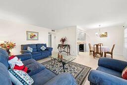 living room with a chandelier