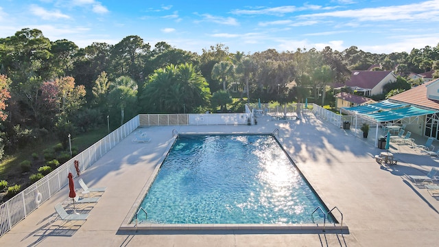 view of pool featuring a patio