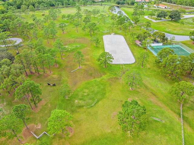 drone / aerial view with a water view and a rural view