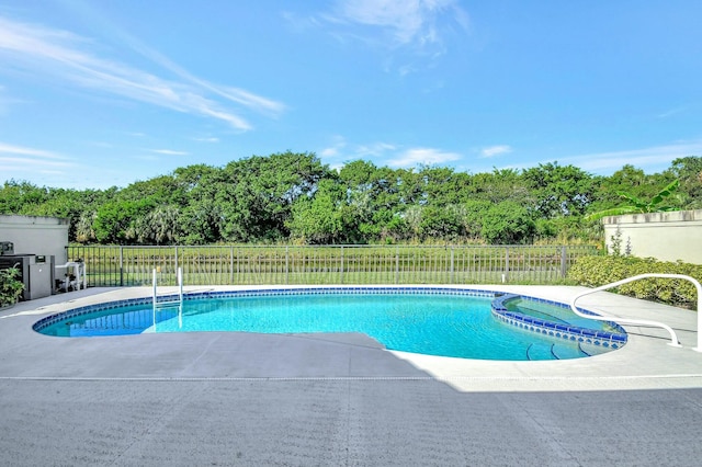 view of pool with an in ground hot tub and a patio