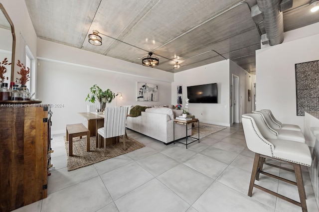 view of tiled living room