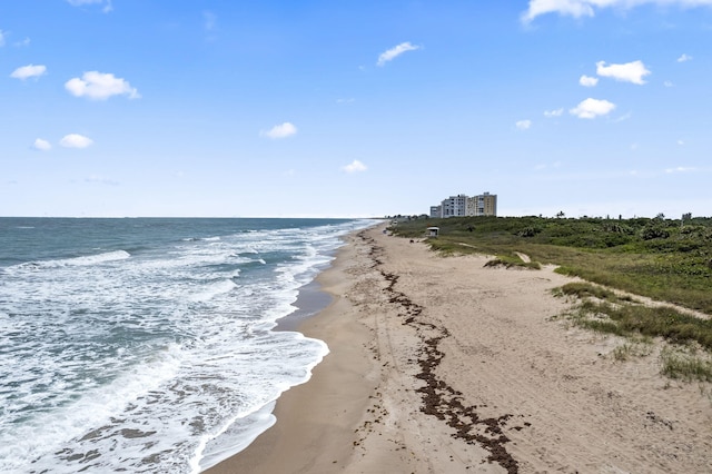 property view of water featuring a view of the beach