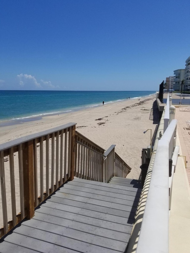 view of water feature featuring a beach view