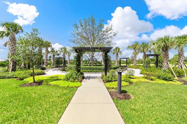 view of community featuring a yard