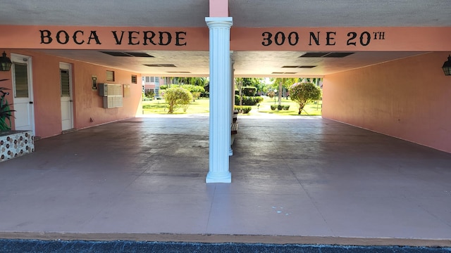 garage with a carport