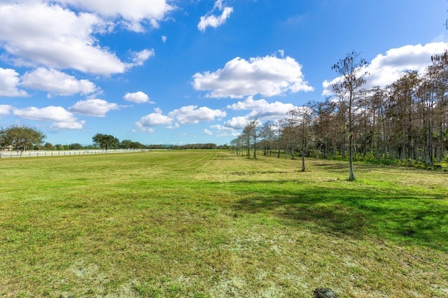 view of yard with a rural view