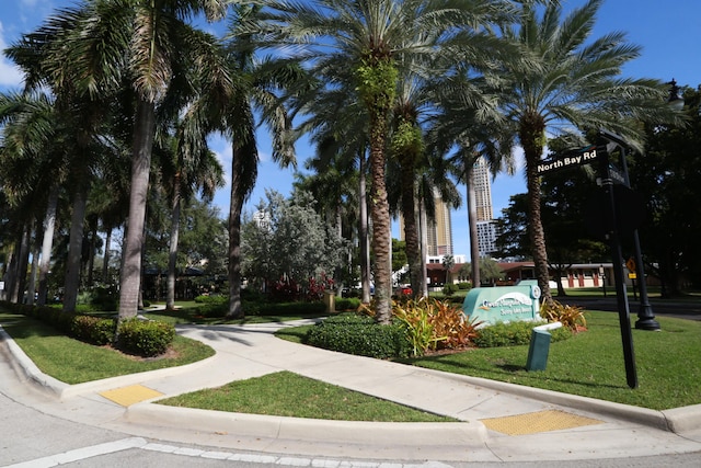 view of community featuring a lawn