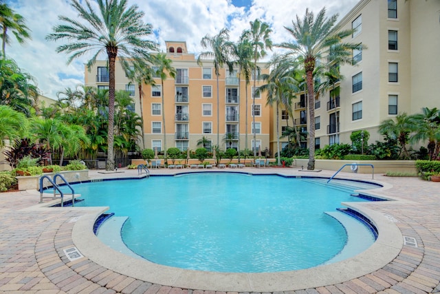 view of pool featuring a patio area