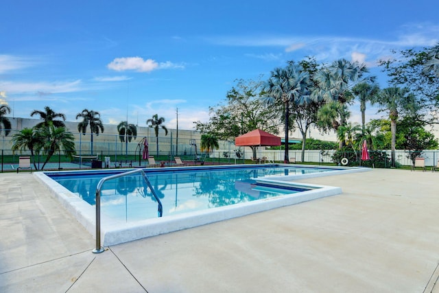 view of swimming pool featuring a patio