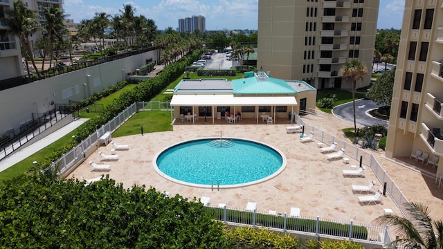 view of pool featuring a patio area