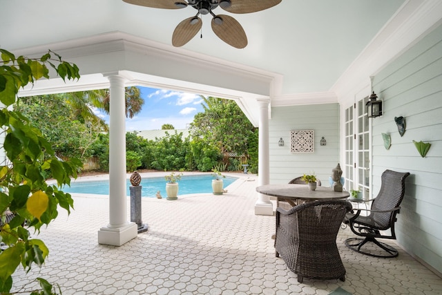 3645 Ocean Dr, Vero Beach, FL 32963 - view of patio / terrace with a ceiling fan and french doors