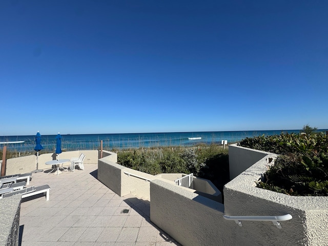 view of water feature with a view of the beach