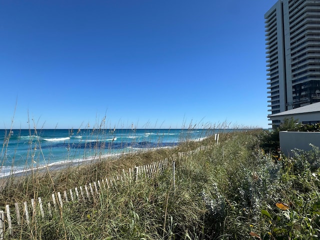 property view of water with a beach view