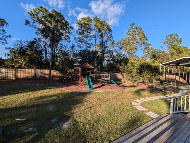 view of yard featuring a playground