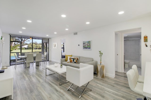 living room featuring light wood-type flooring