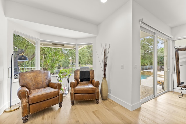 living area with light wood-type flooring