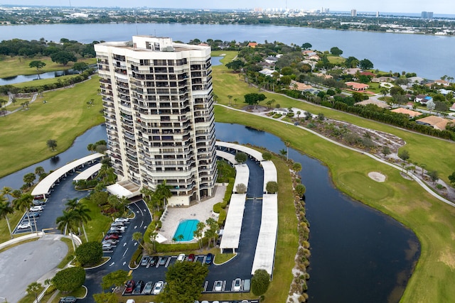 bird's eye view featuring a water view