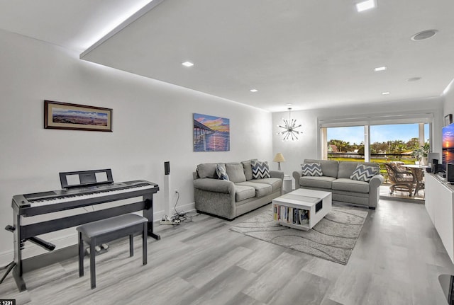 living room with light wood-type flooring