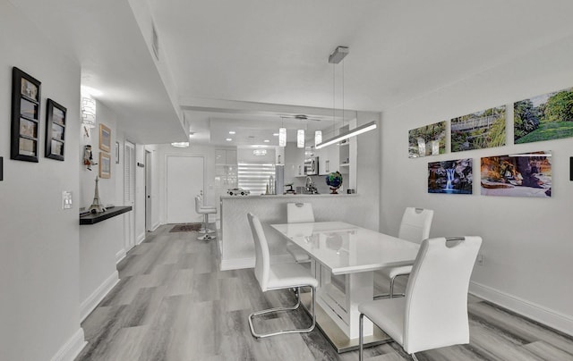 dining room with light hardwood / wood-style floors