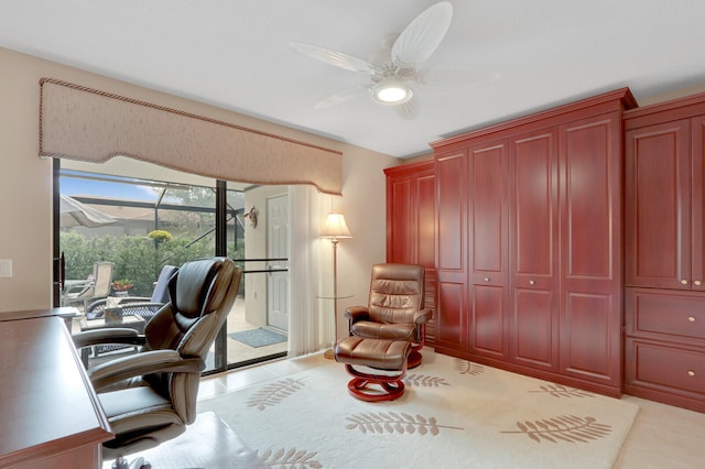 home office with ceiling fan