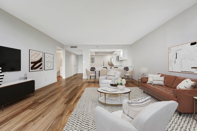 living room with hardwood / wood-style floors