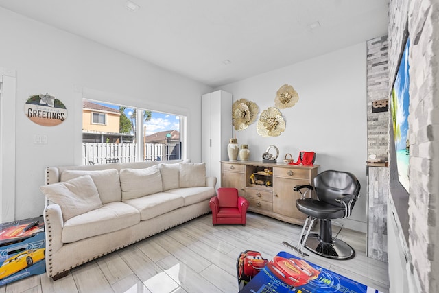 living room featuring light hardwood / wood-style floors