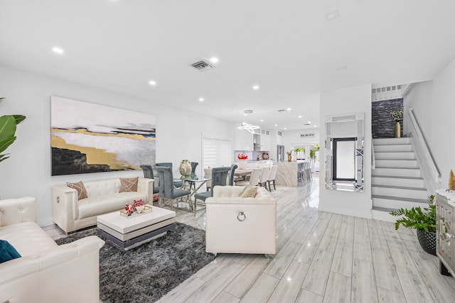 living room featuring light hardwood / wood-style flooring