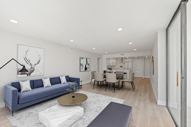 living room featuring light hardwood / wood-style flooring