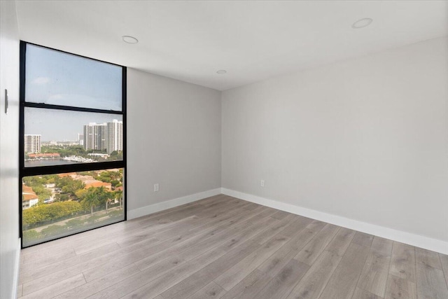 empty room with light wood-type flooring