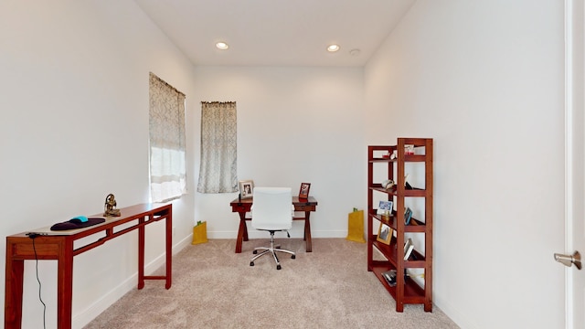 view of carpeted office space