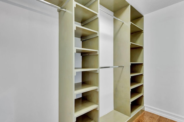 spacious closet with hardwood / wood-style flooring