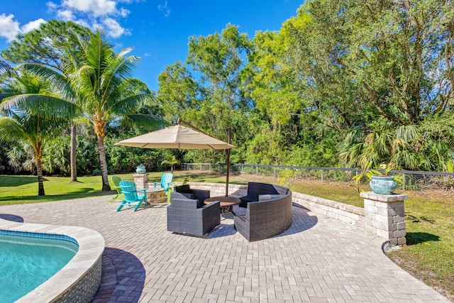 view of patio / terrace featuring an outdoor hangout area