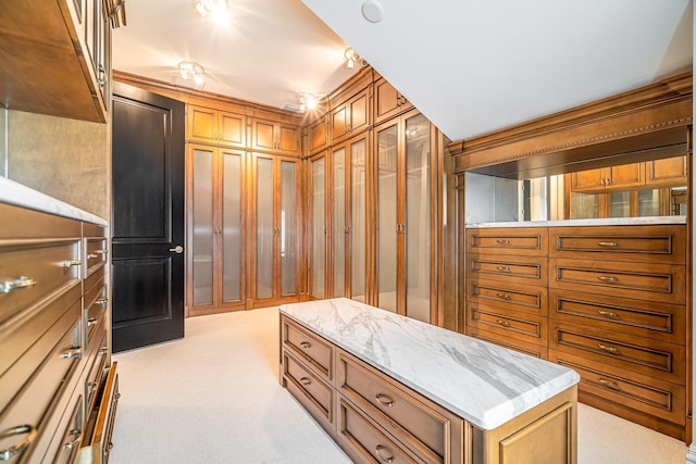 spacious closet with light colored carpet