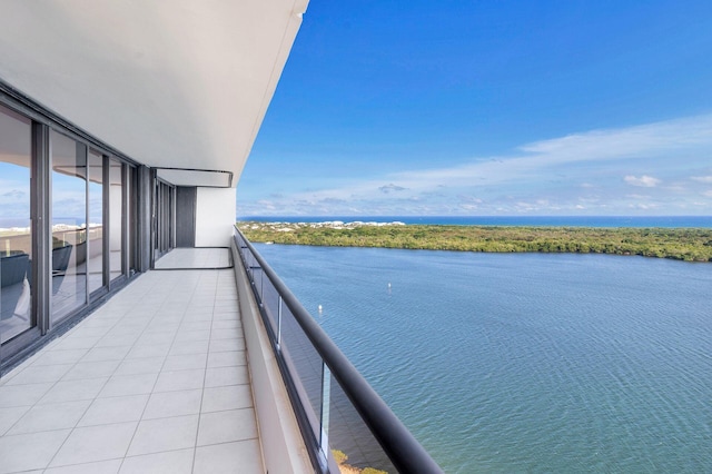 balcony with a water view