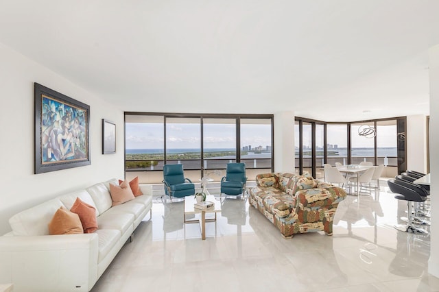 living room featuring expansive windows