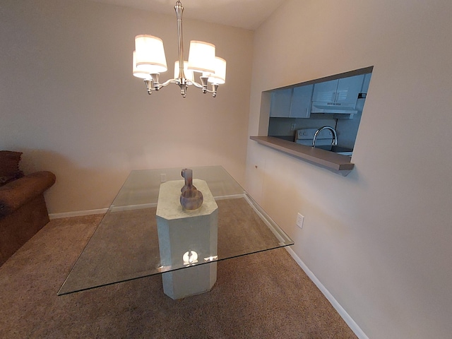 unfurnished dining area with an inviting chandelier and sink