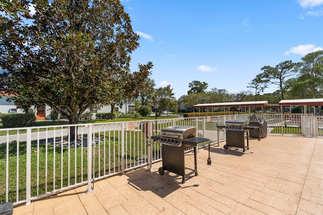 view of patio with area for grilling